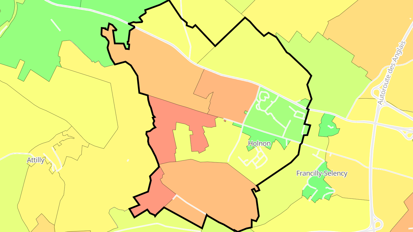 Carte des prix de l'immobilier Holnon