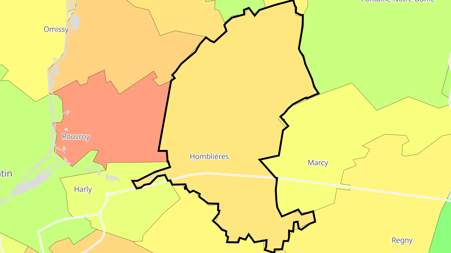 Carte des prix de l'immobilier Homblières