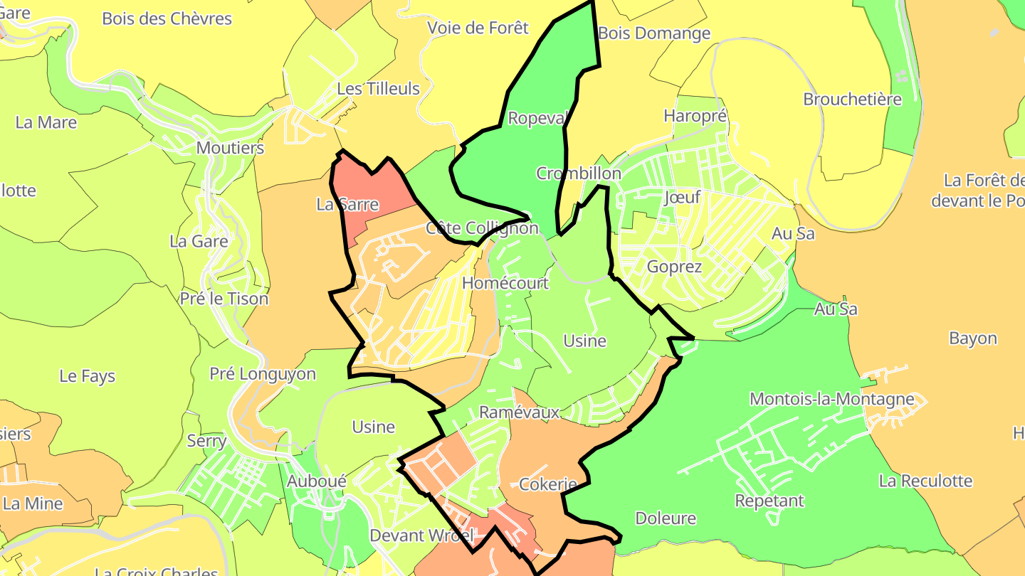 Carte des prix de l'immobilier Homécourt