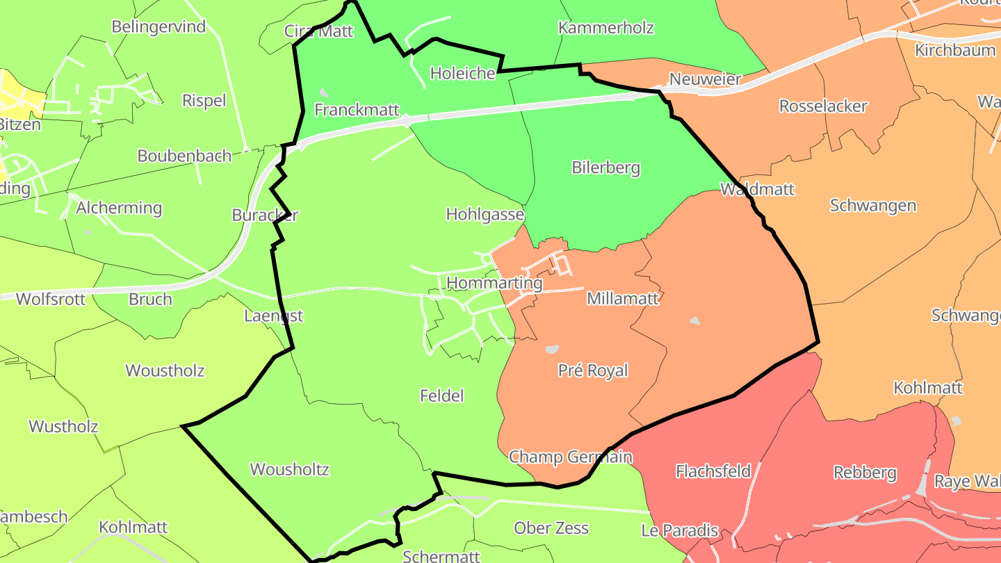 Carte des prix de l'immobilier Hommarting