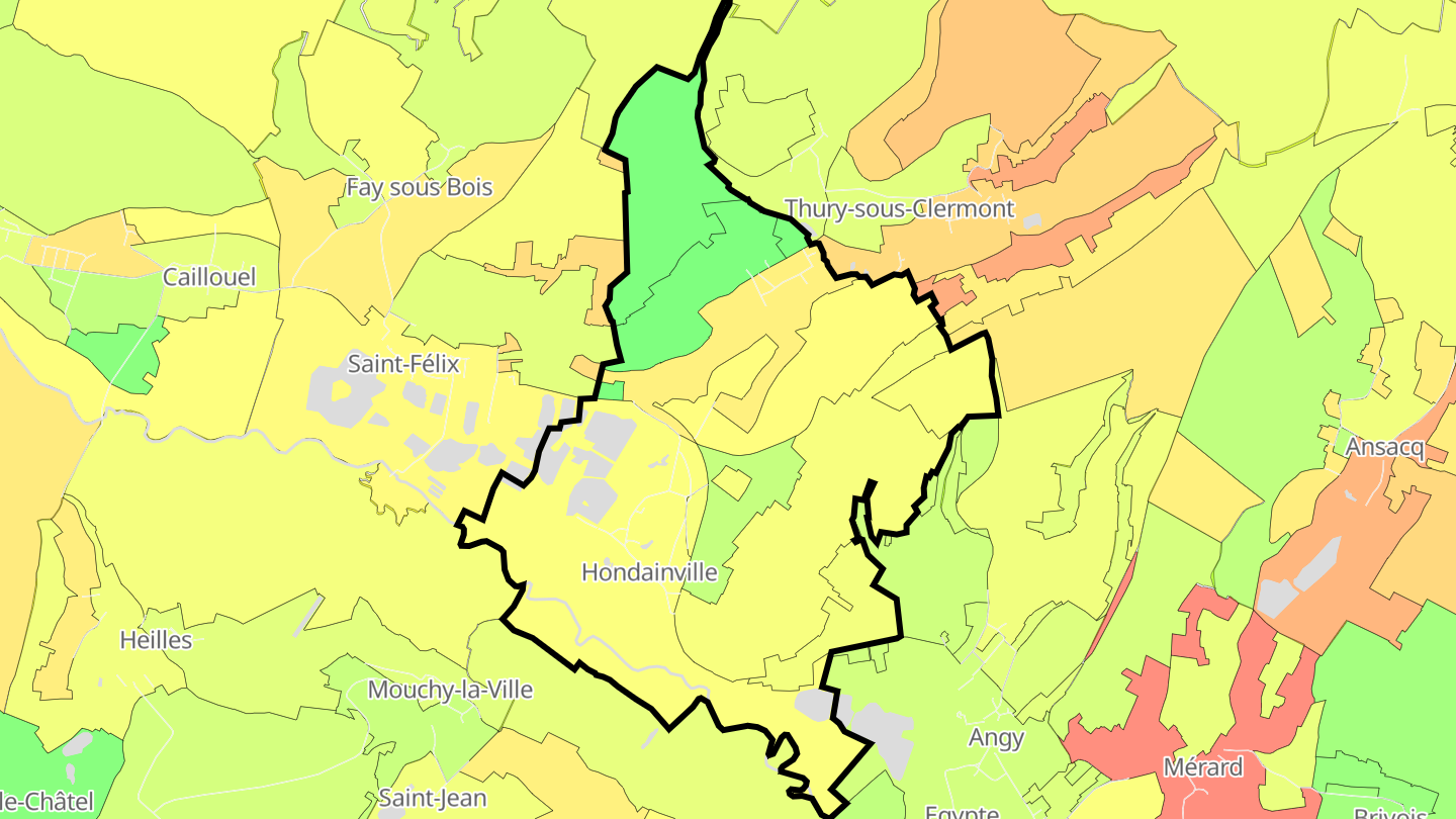 Carte des prix de l'immobilier Hondainville