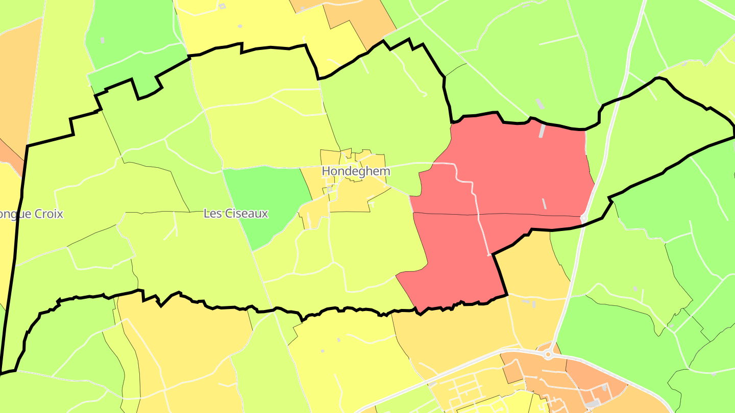 Carte des prix de l'immobilier Hondeghem