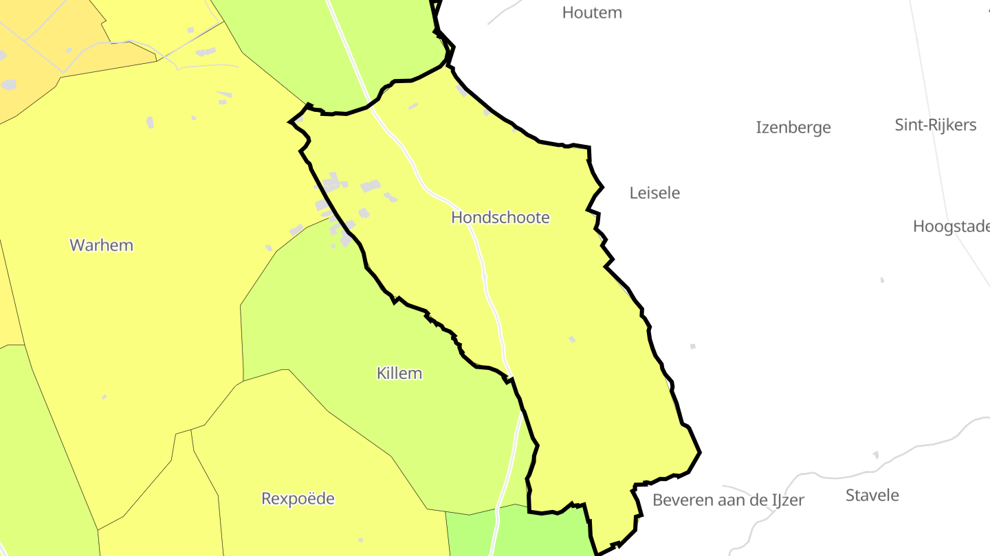 Carte des prix de l'immobilier Hondschoote