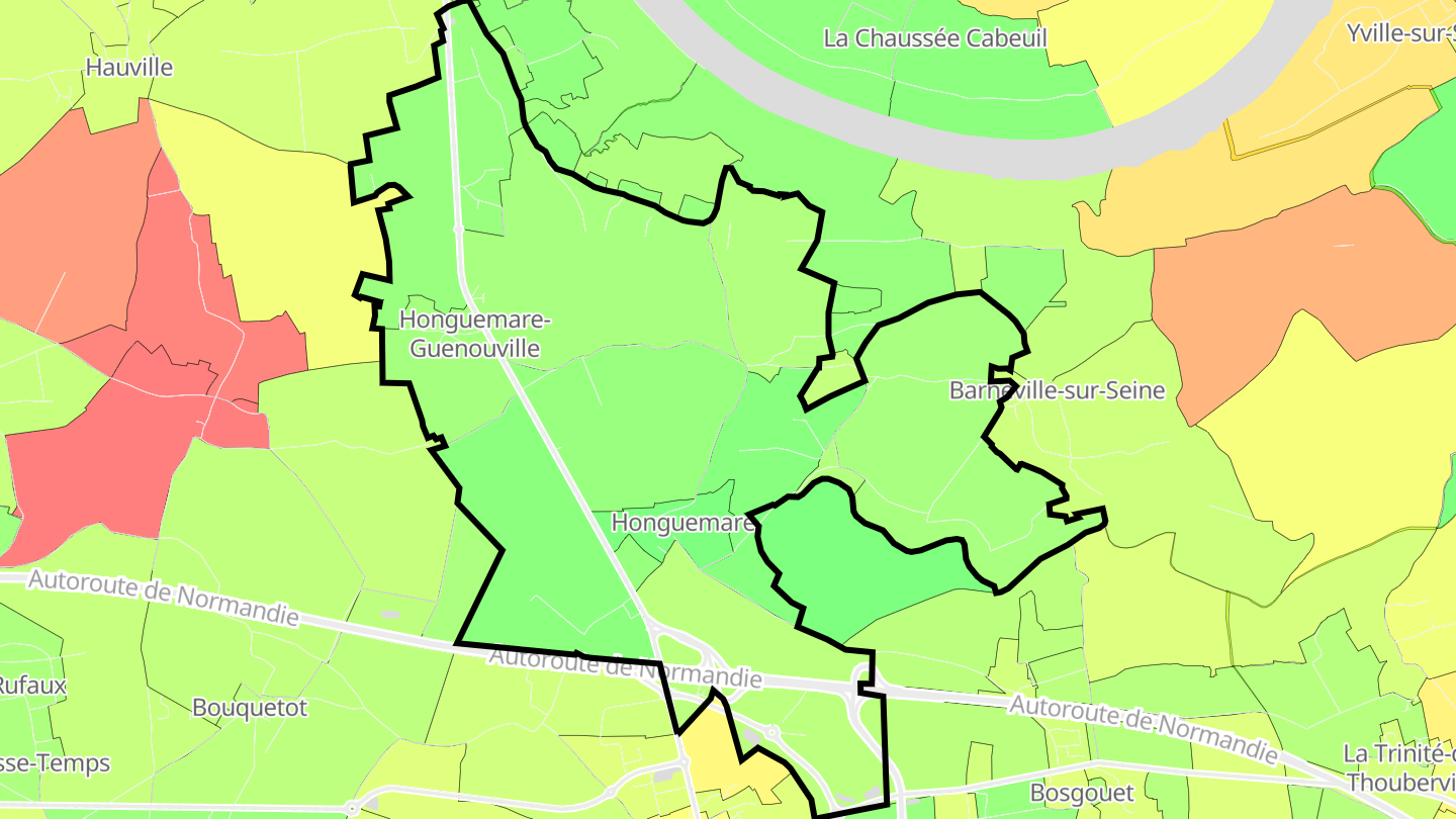 Carte des prix de l'immobilier Honguemare-Guenouville