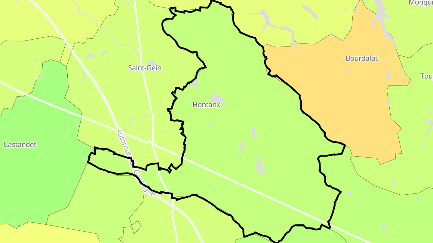 Carte des prix de l'immobilier Hontanx
