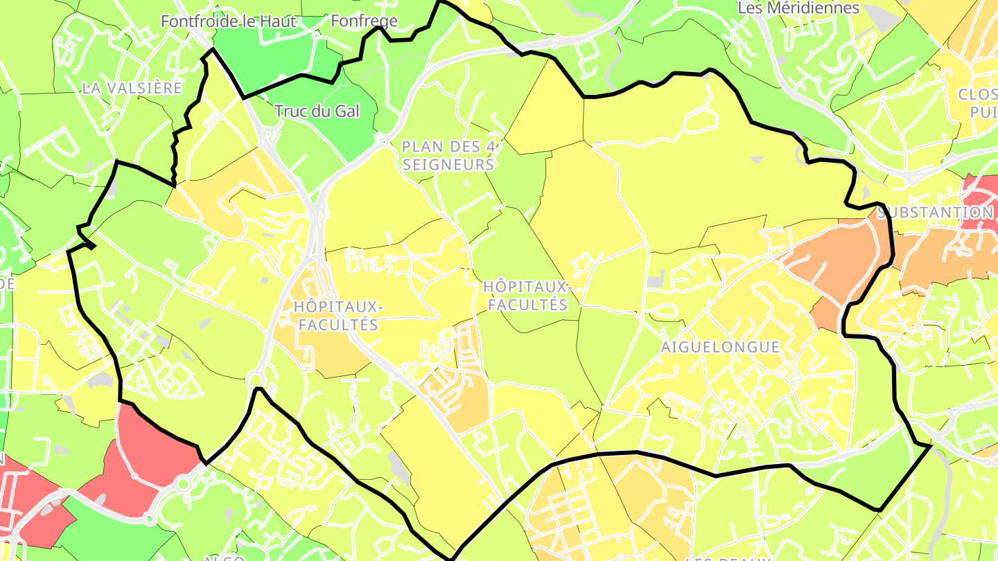 Carte des prix de l'immobilier Hôpitaux-Facultés