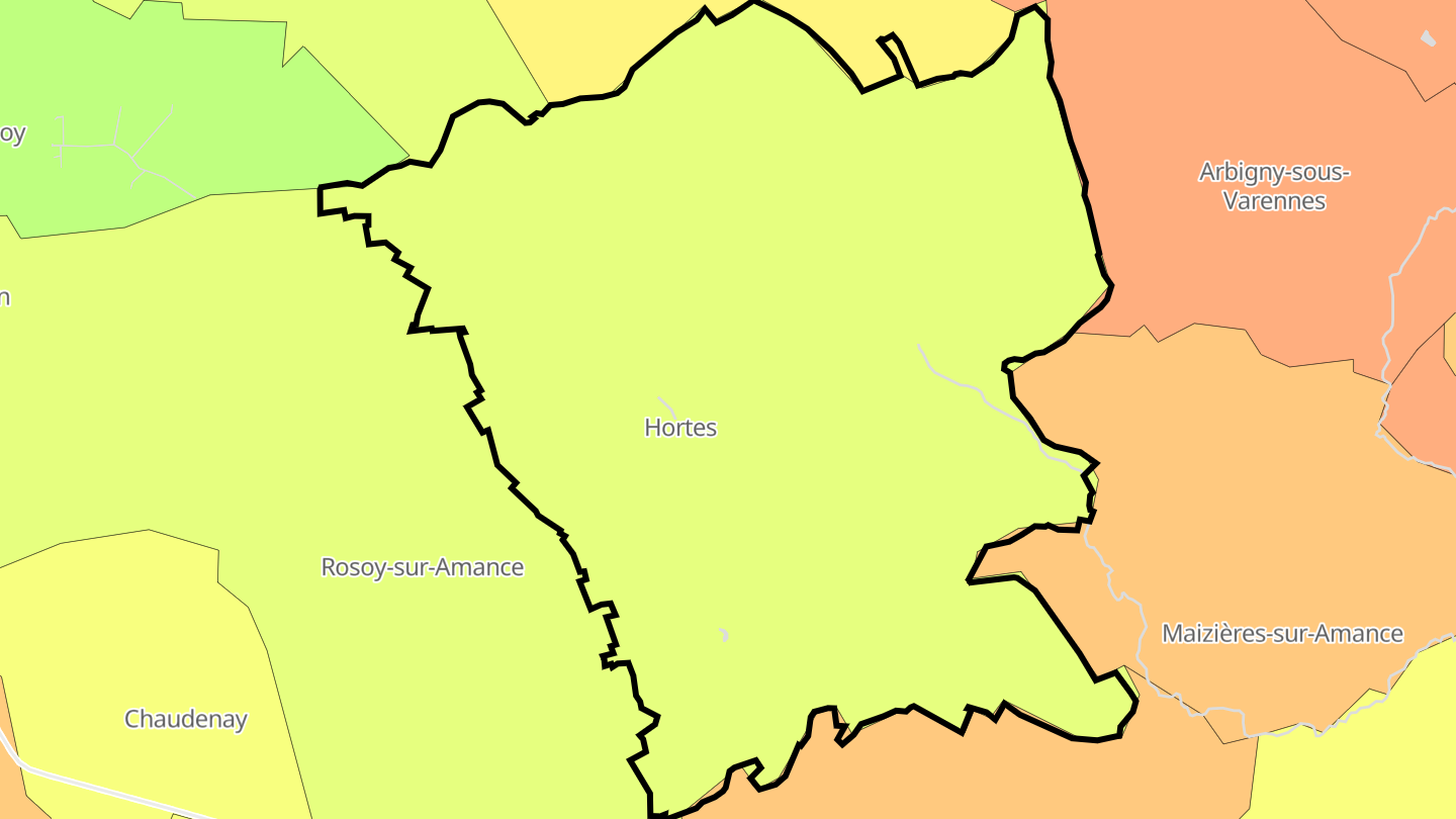 Carte des prix de l'immobilier Hortes