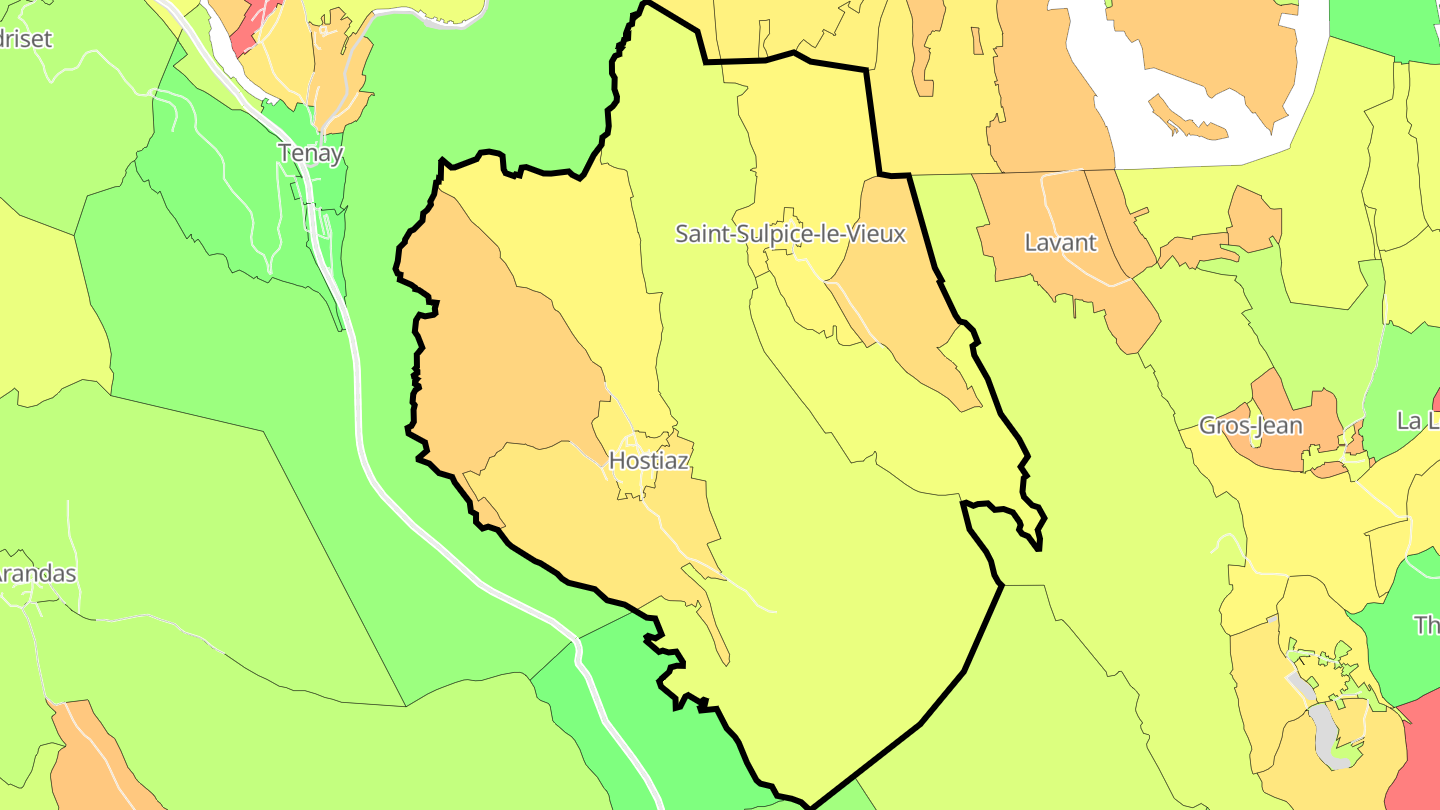 Carte des prix de l'immobilier Hostiaz