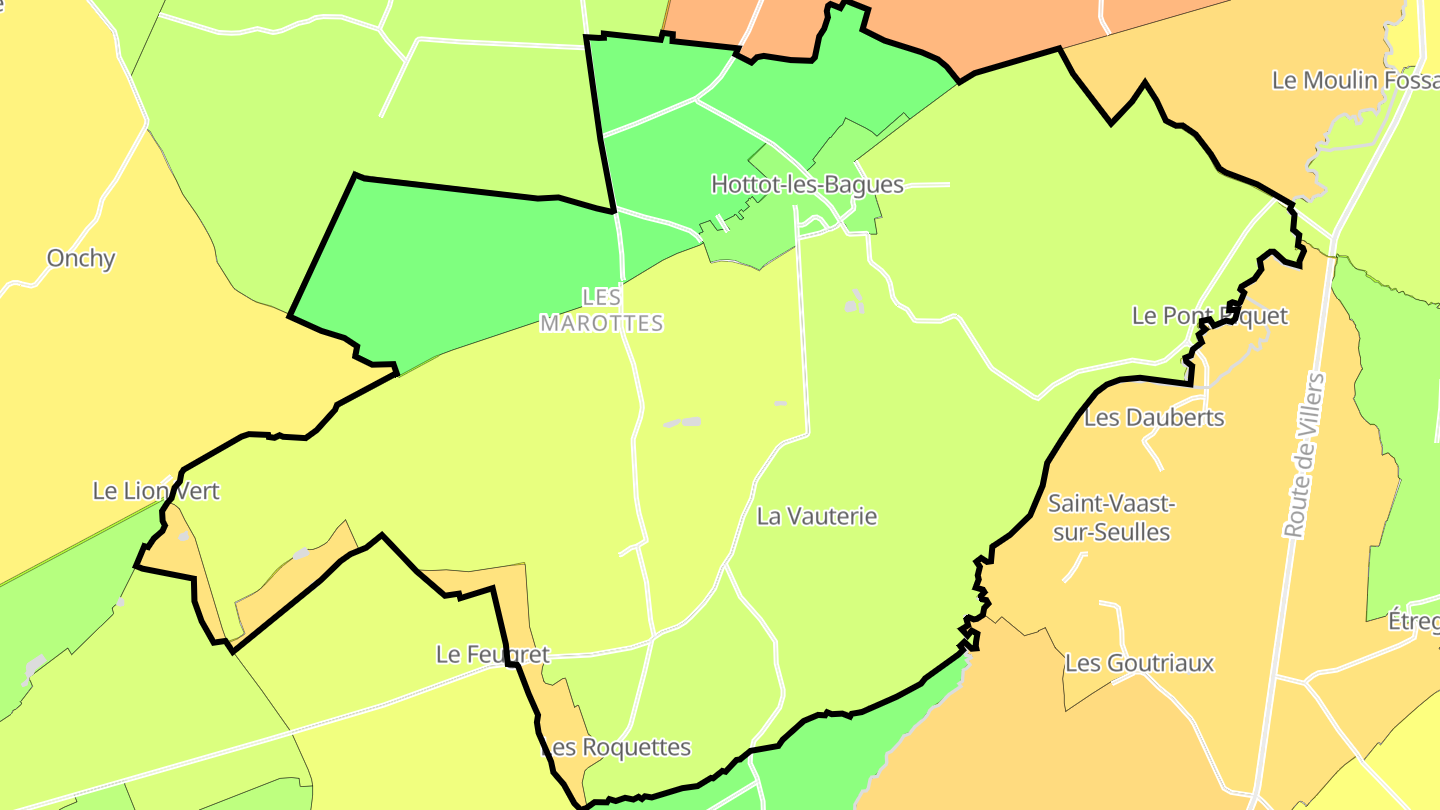 Carte des prix de l'immobilier Hottot-les-Bagues