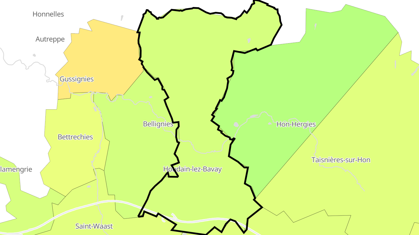 Carte des prix de l'immobilier Houdain-lez-Bavay