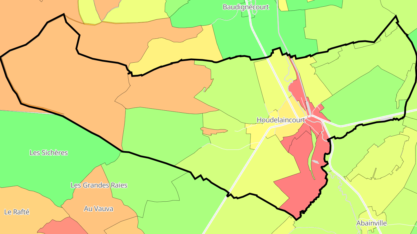 Carte des prix de l'immobilier Houdelaincourt