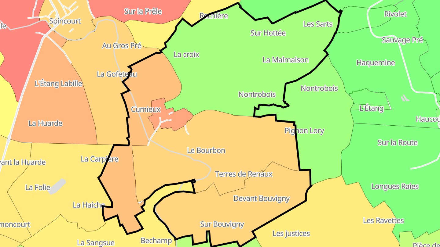 Carte des prix de l'immobilier Houdelaucourt-sur-Othain