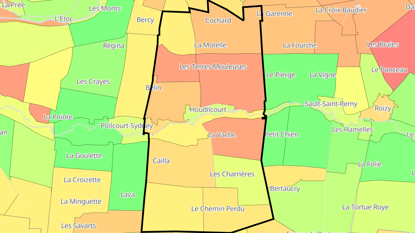 Carte des prix de l'immobilier Houdilcourt