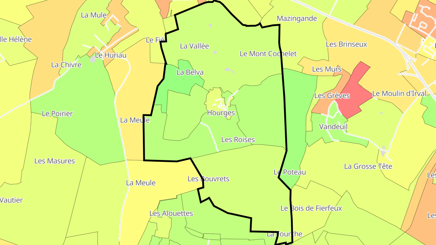 Carte des prix de l'immobilier Hourges