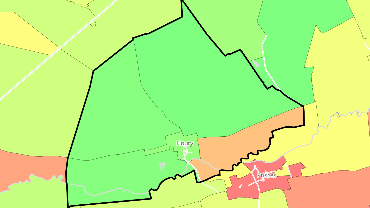 Carte des prix de l'immobilier Houry