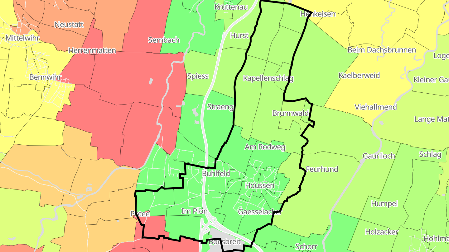Carte des prix de l'immobilier Houssen
