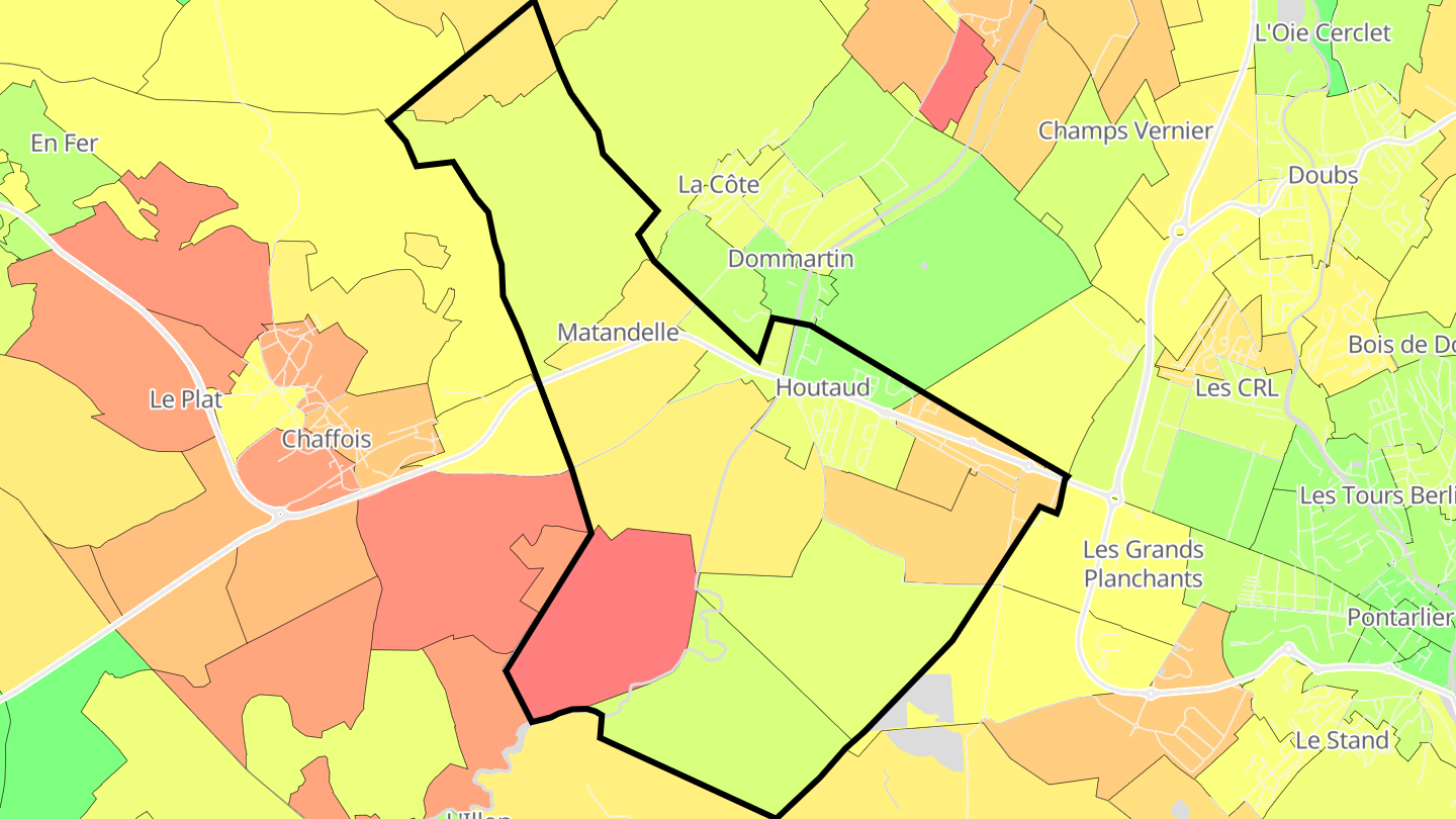 Carte des prix de l'immobilier Houtaud