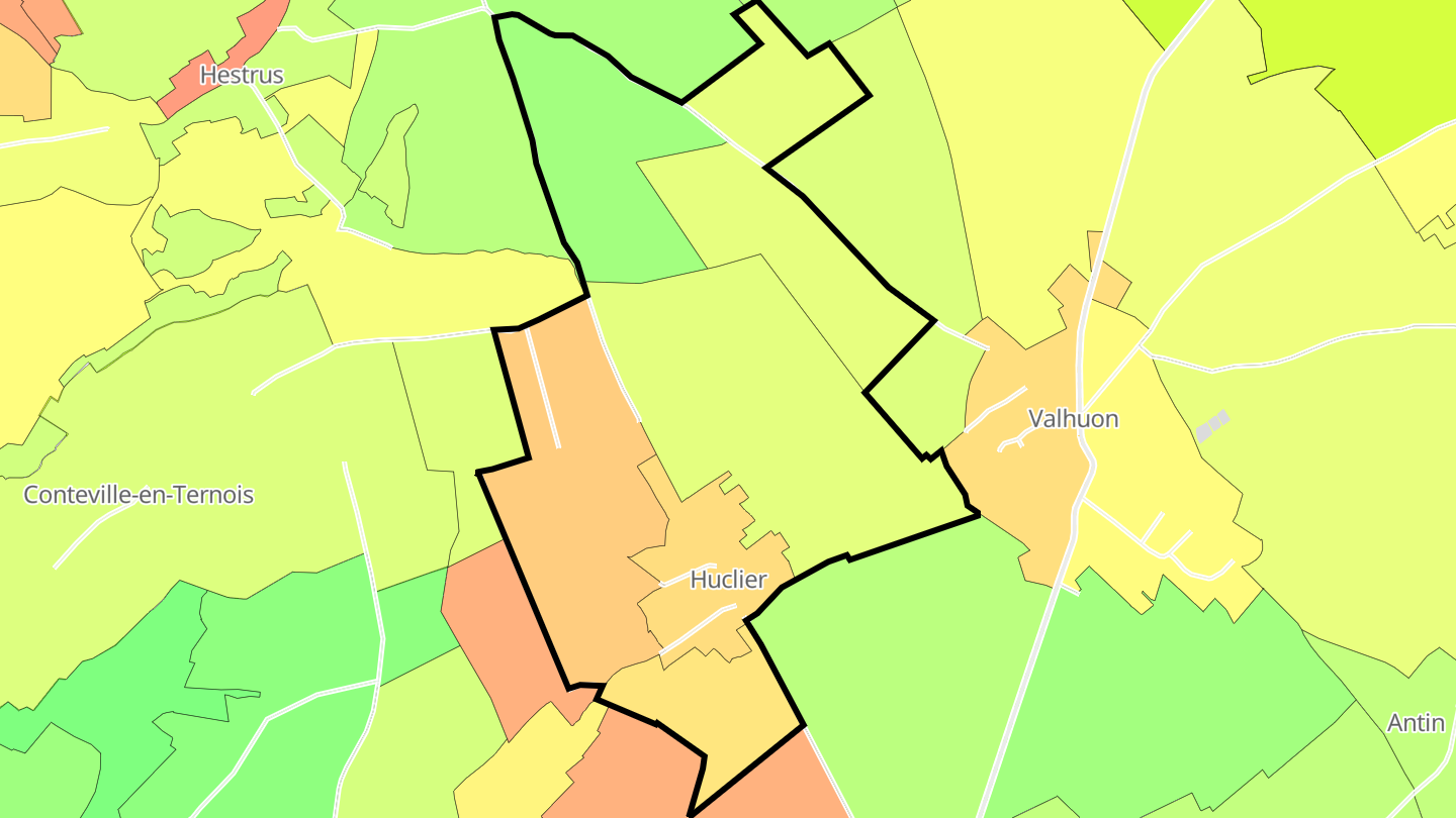 Carte des prix de l'immobilier Huclier