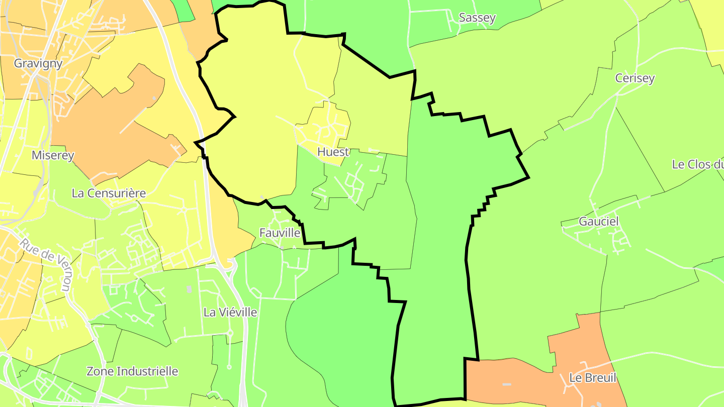 Carte des prix de l'immobilier Huest