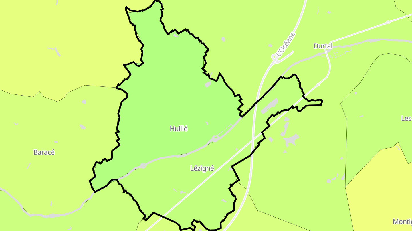Carte des prix de l'immobilier Huillé-Lézigné