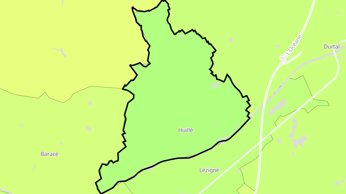 Carte des prix de l'immobilier Huillé
