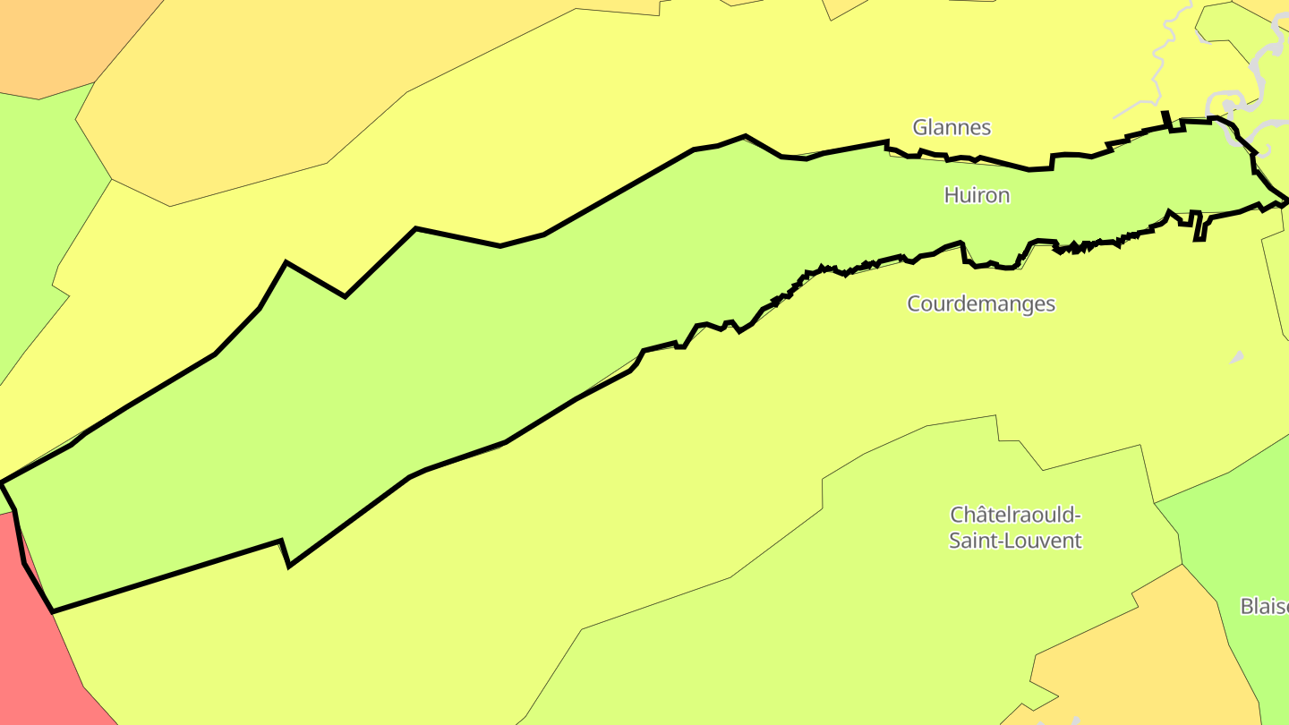 Carte des prix de l'immobilier Huiron