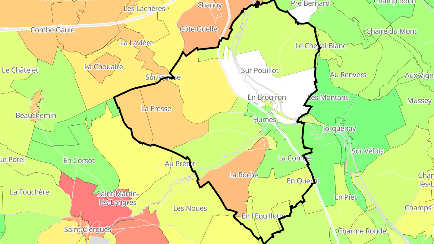 Carte des prix de l'immobilier Humes