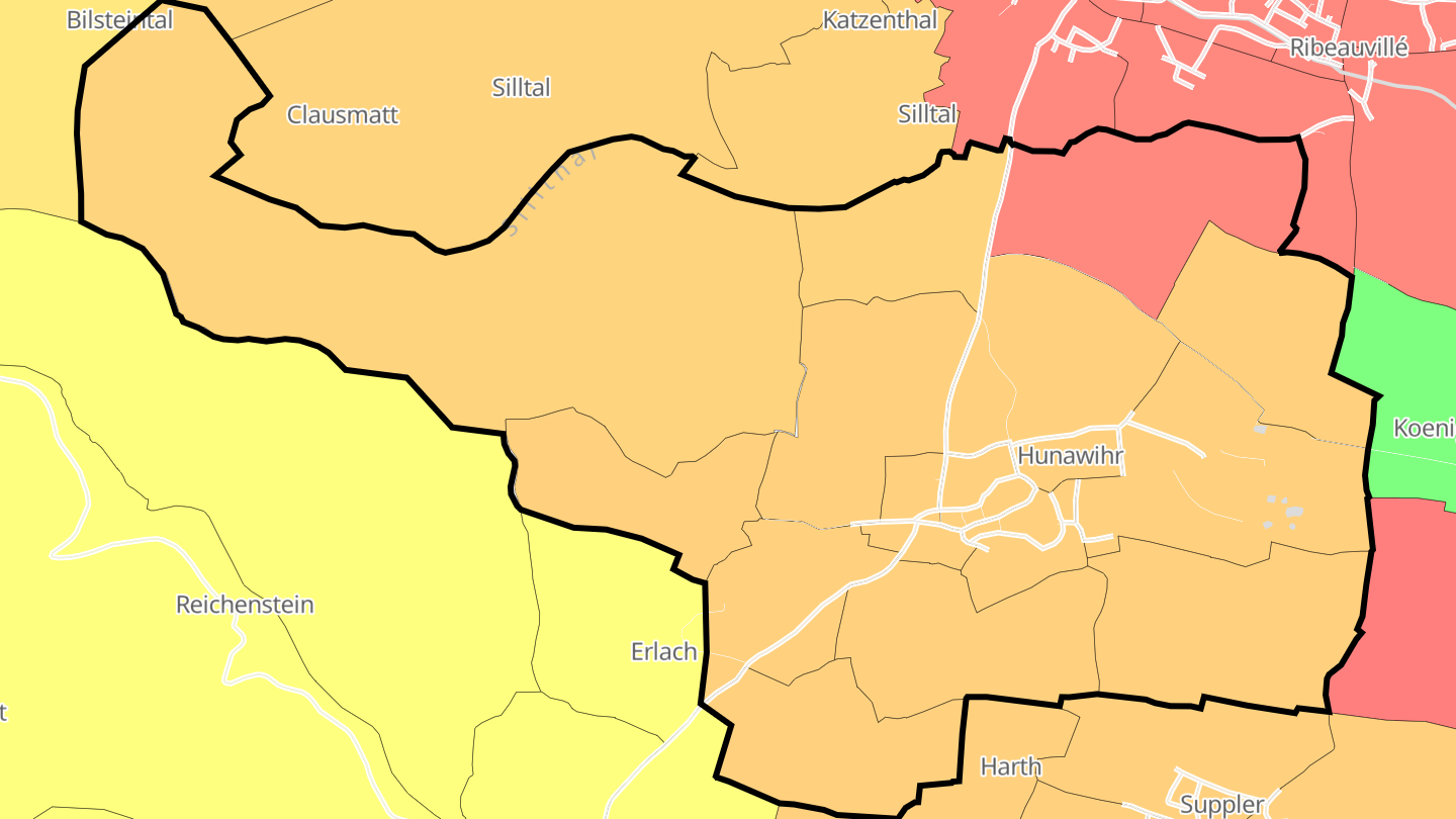 Carte des prix de l'immobilier Hunawihr