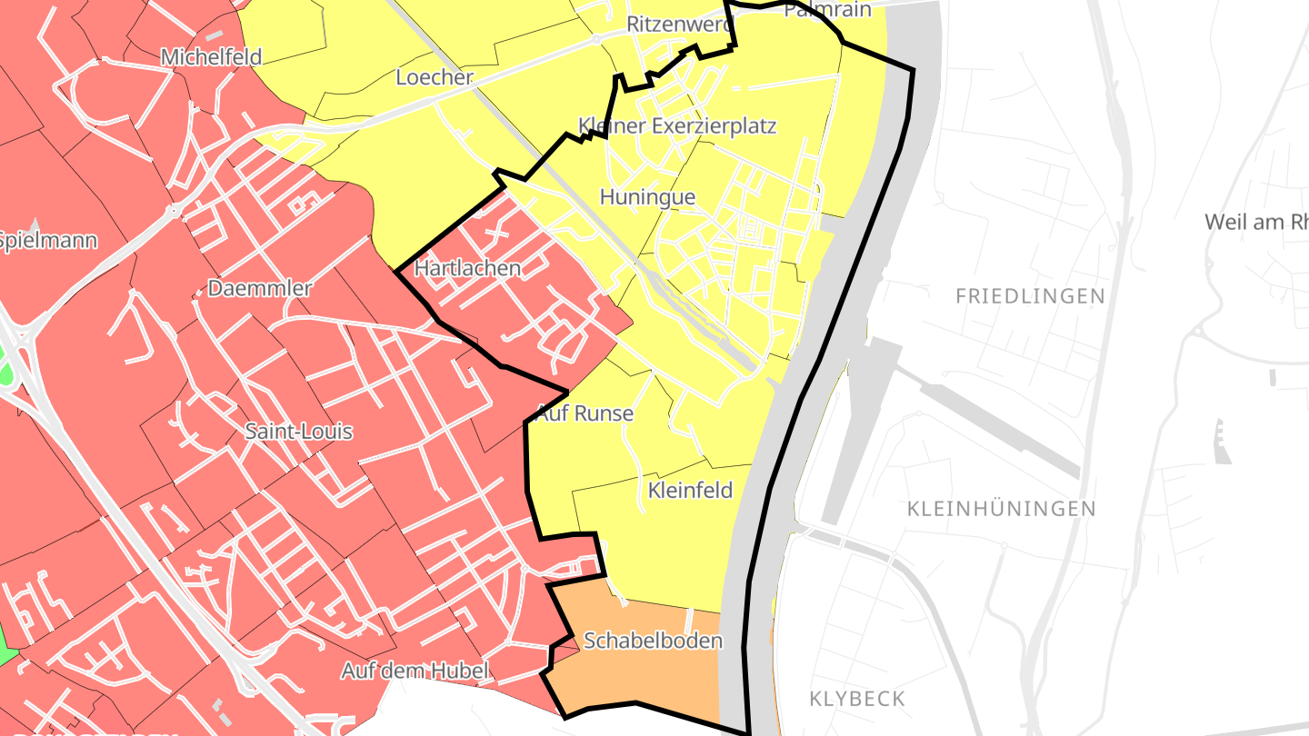 Carte des prix de l'immobilier Huningue