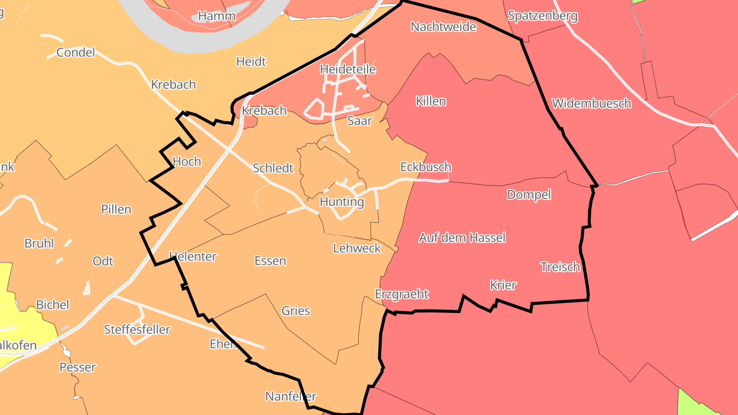 Carte des prix de l'immobilier Hunting