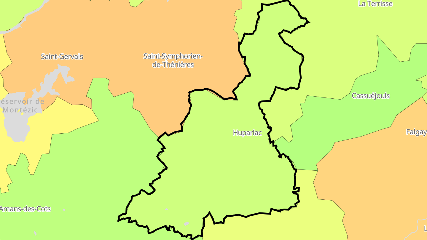 Carte des prix de l'immobilier Huparlac