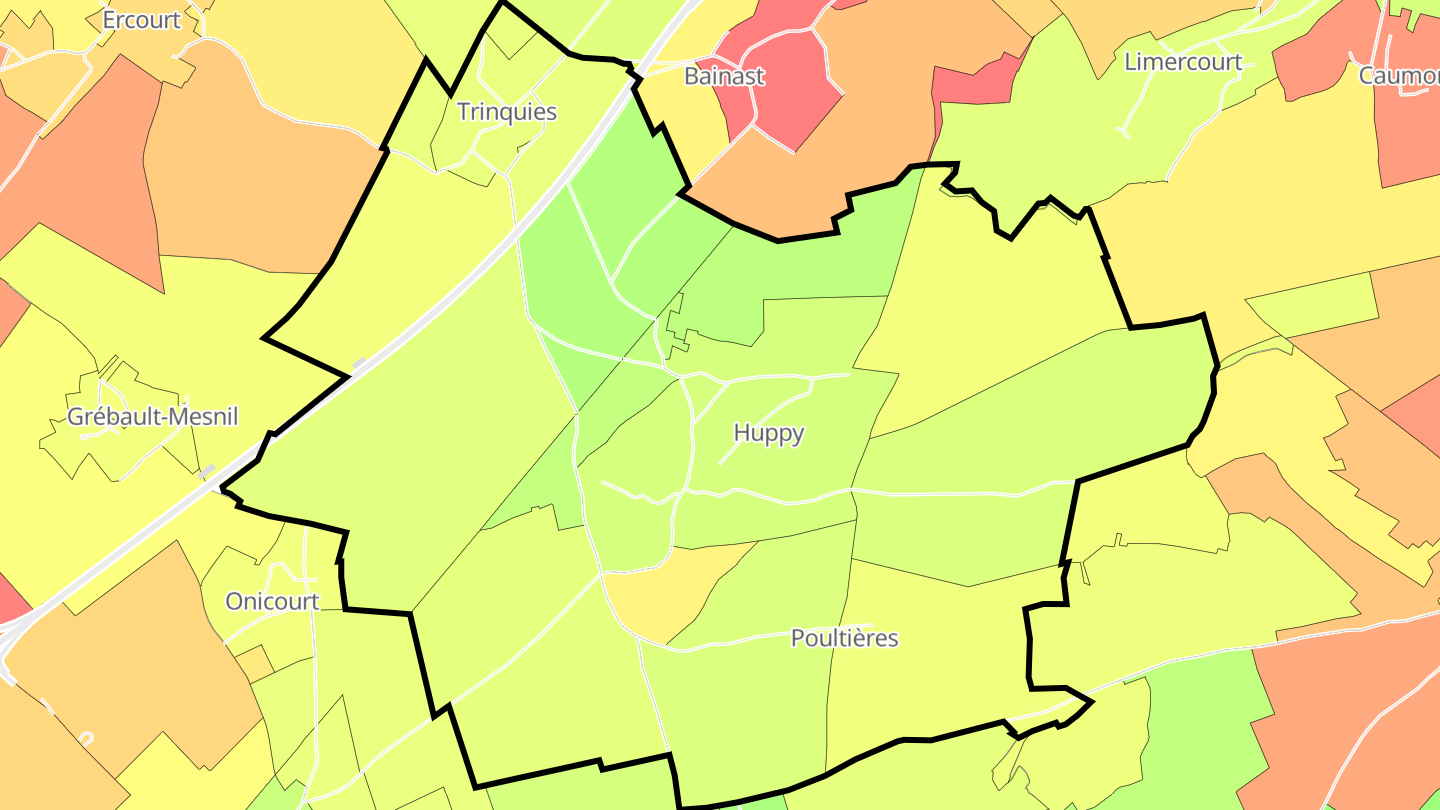 Carte des prix de l'immobilier Huppy