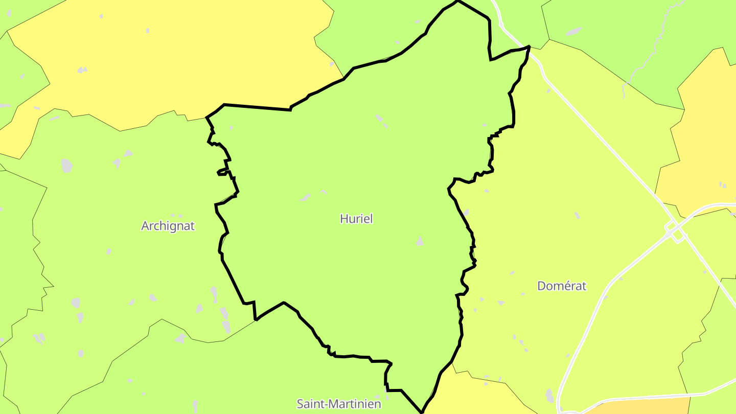Carte des prix de l'immobilier Huriel