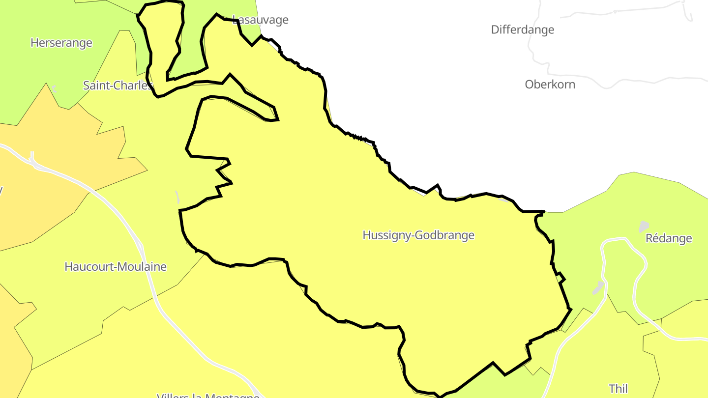 Carte des prix de l'immobilier Hussigny-Godbrange