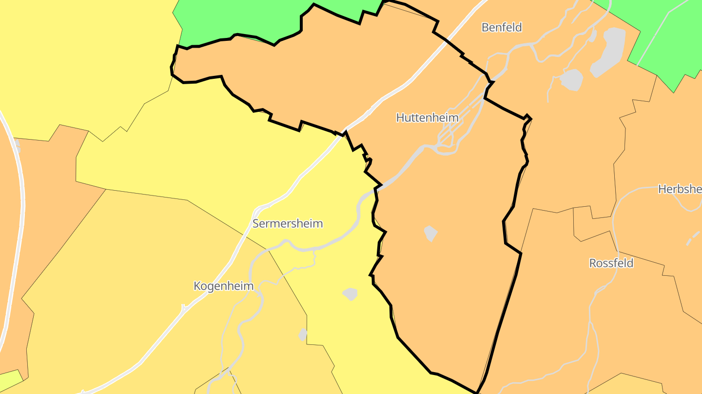 Carte des prix de l'immobilier Huttenheim