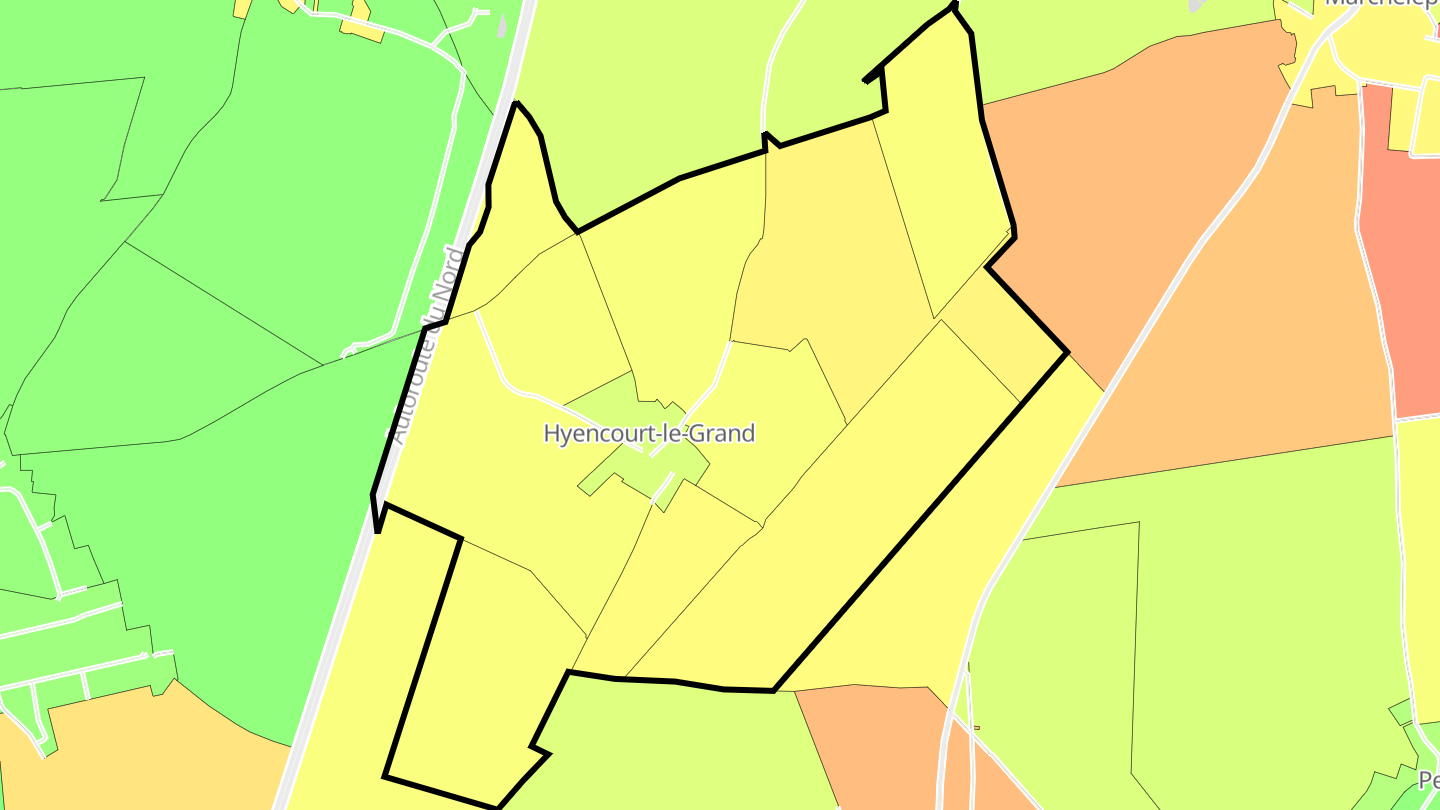 Carte des prix de l'immobilier Hyencourt-le-Grand