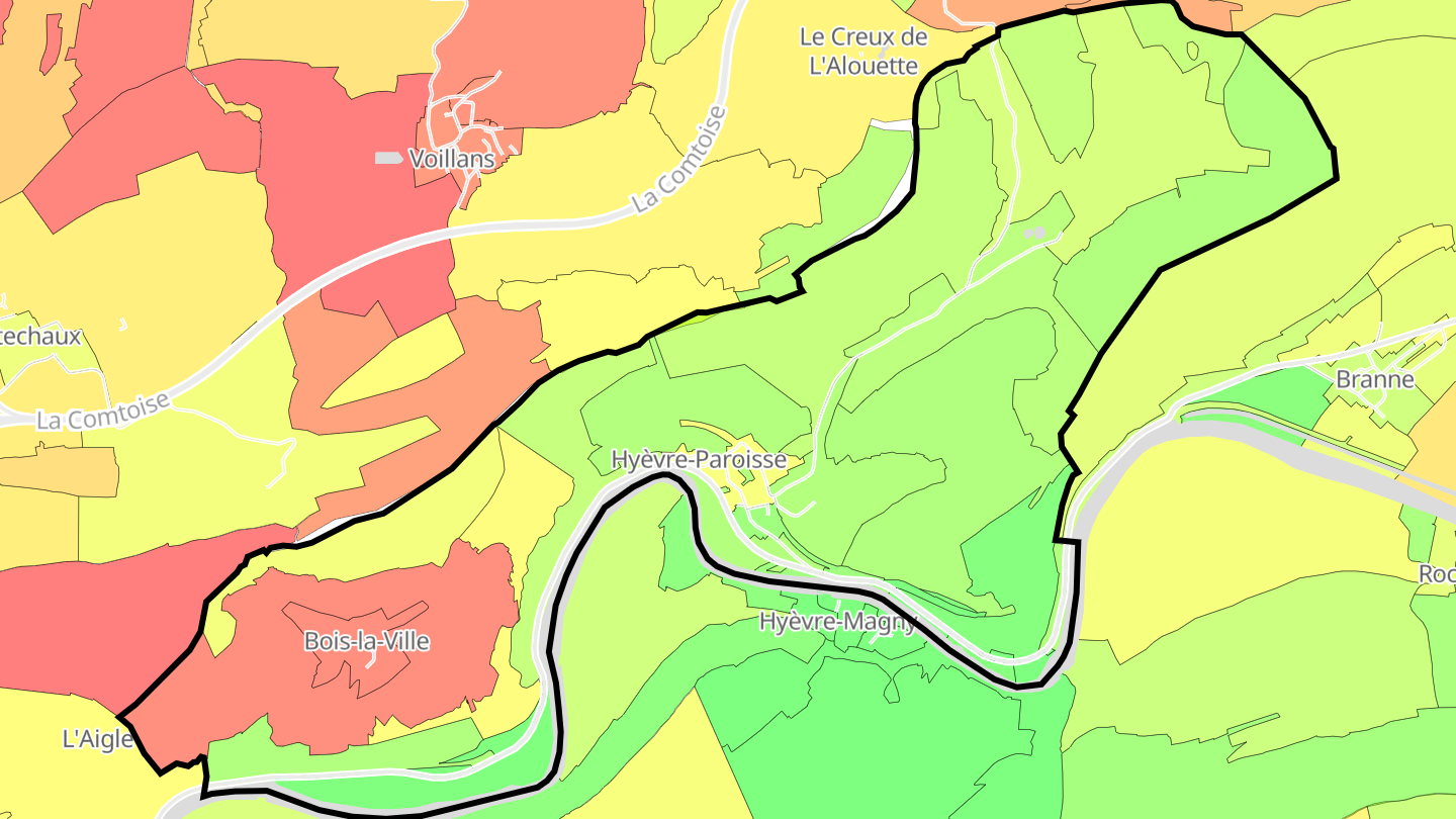 Carte des prix de l'immobilier Hyèvre-Paroisse