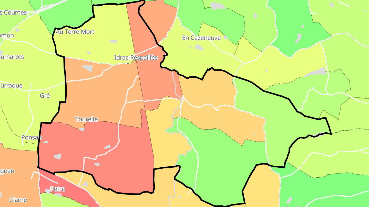 Carte des prix de l'immobilier Idrac-Respaillès