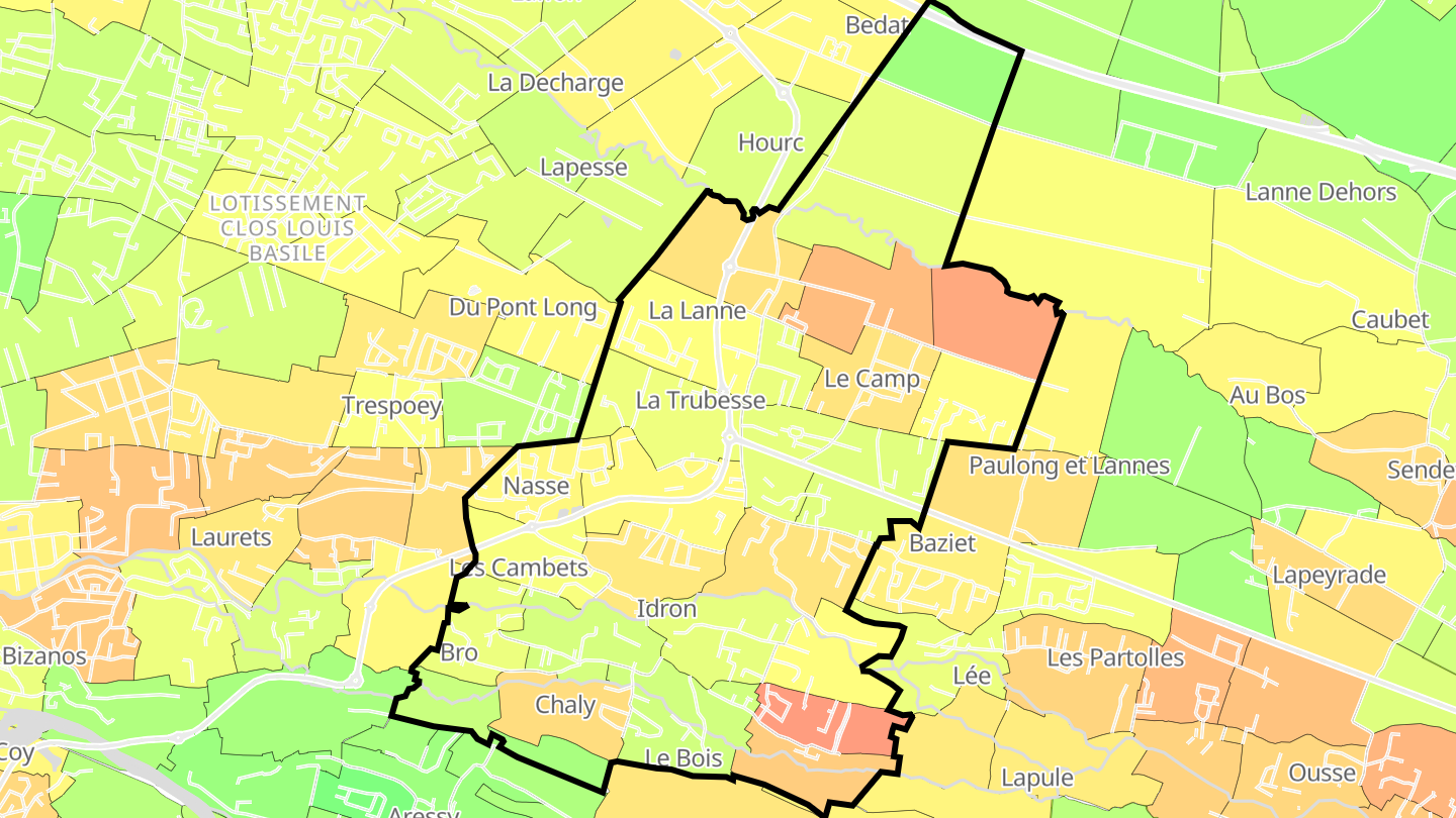 Carte des prix de l'immobilier Idron