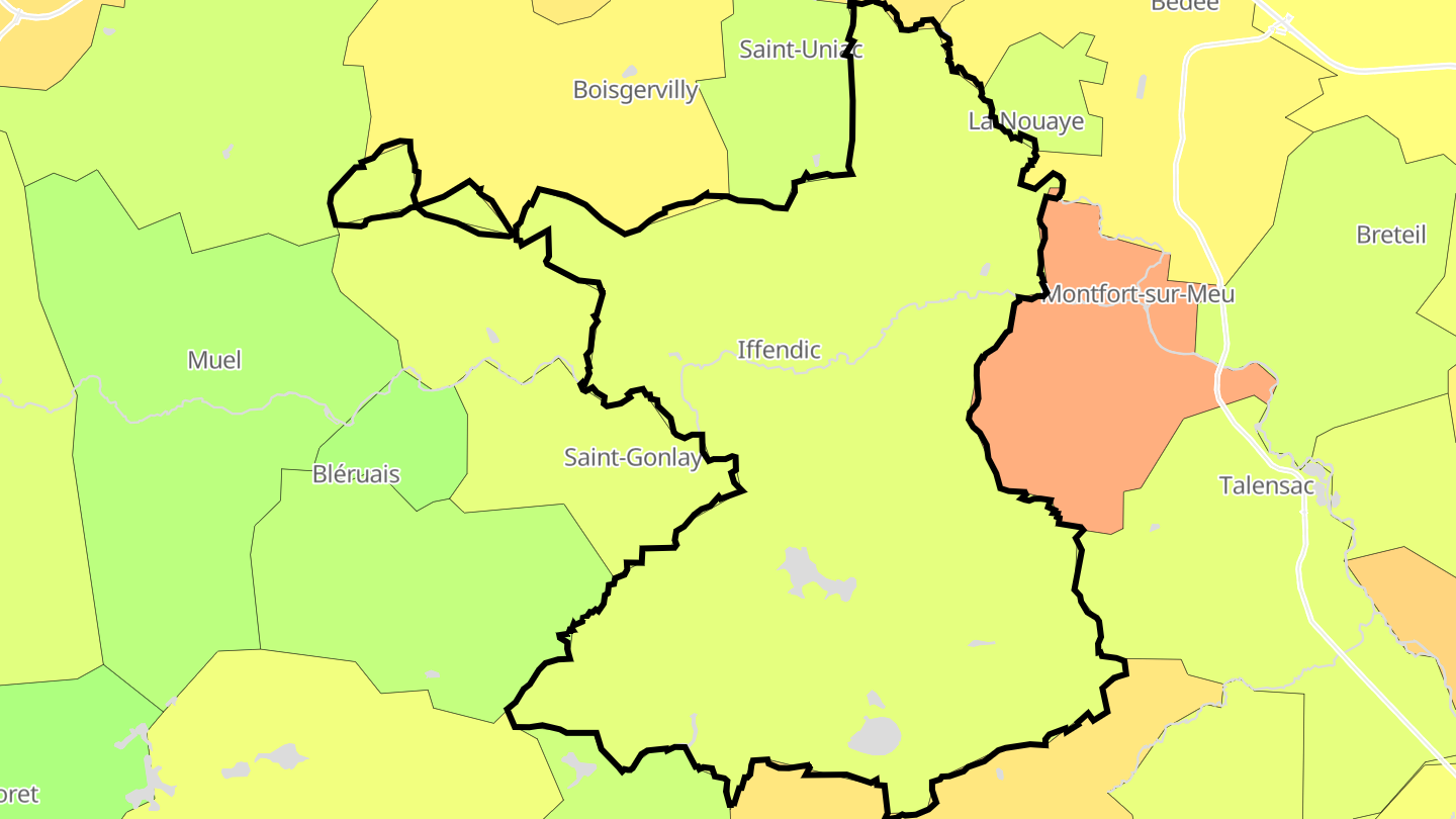 Carte des prix de l'immobilier Iffendic