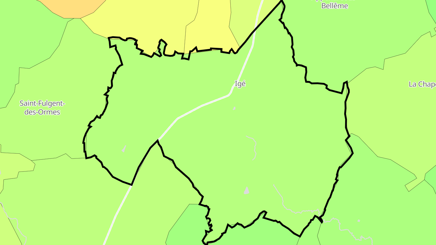 Carte des prix de l'immobilier Igé