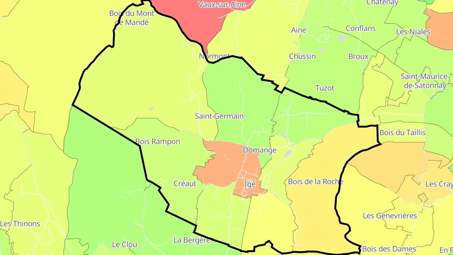 Carte des prix de l'immobilier Igé