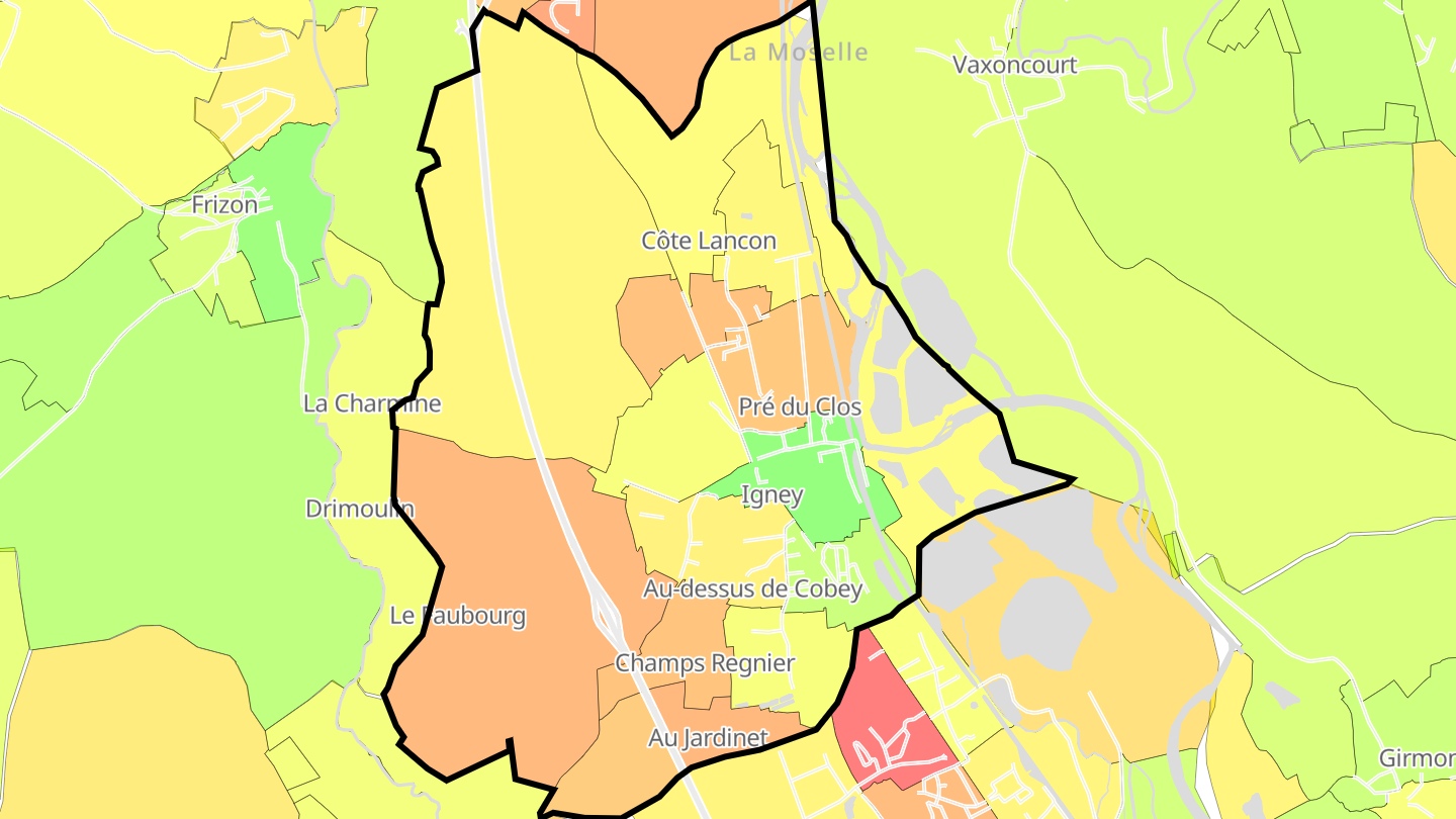 Carte des prix de l'immobilier Igney