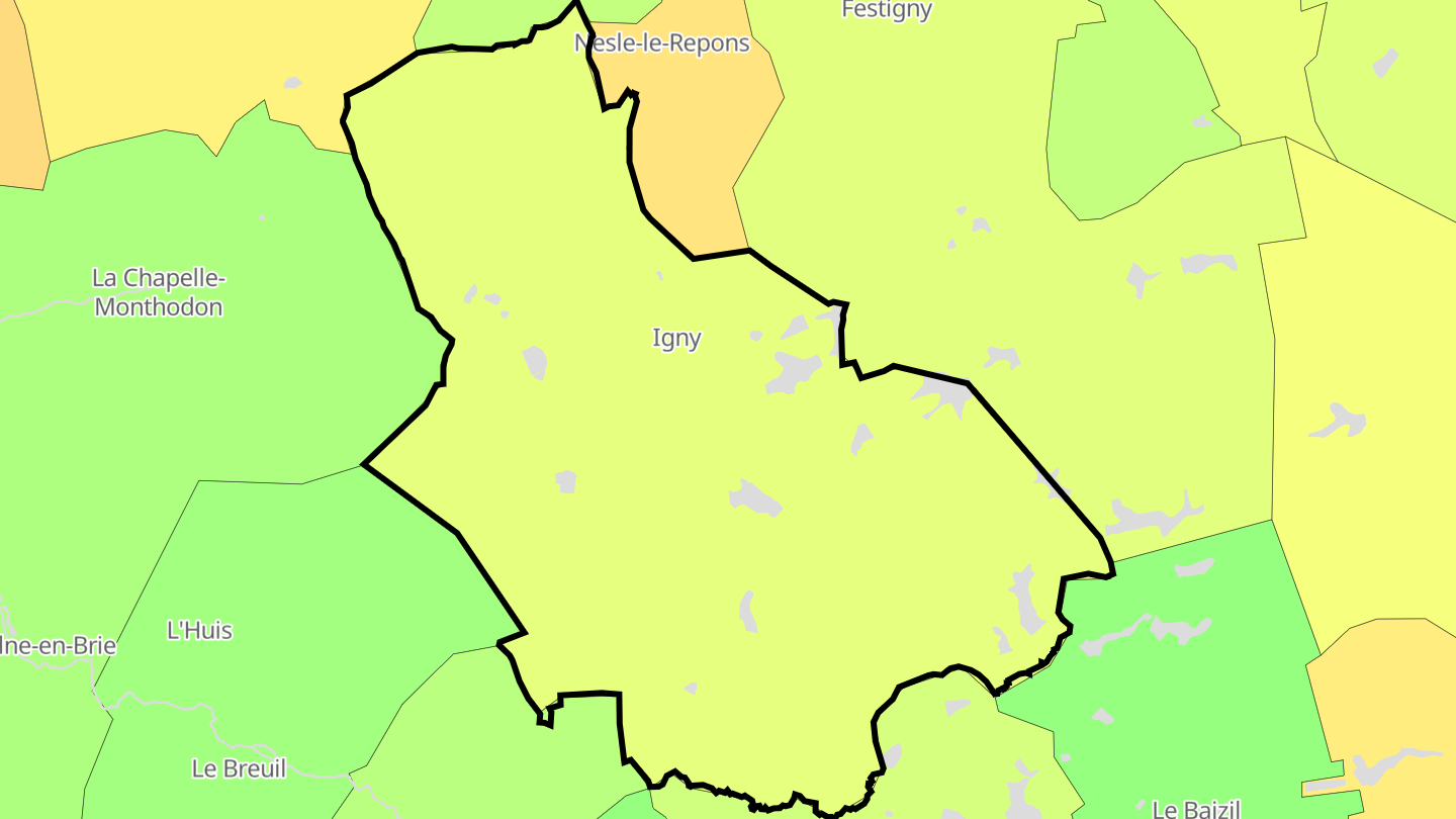Carte des prix de l'immobilier Igny-Comblizy