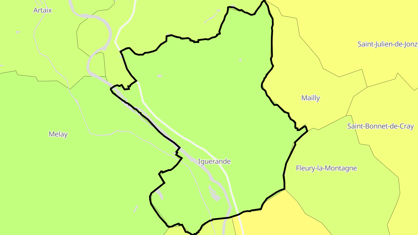 Carte des prix de l'immobilier Iguerande