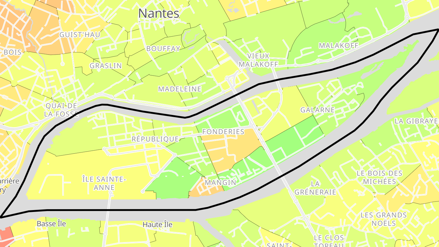Carte des prix de l'immobilier Île de Nantes