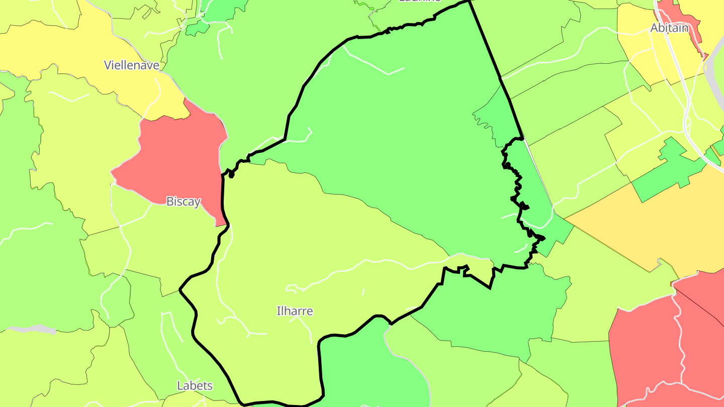 Carte des prix de l'immobilier Ilharre