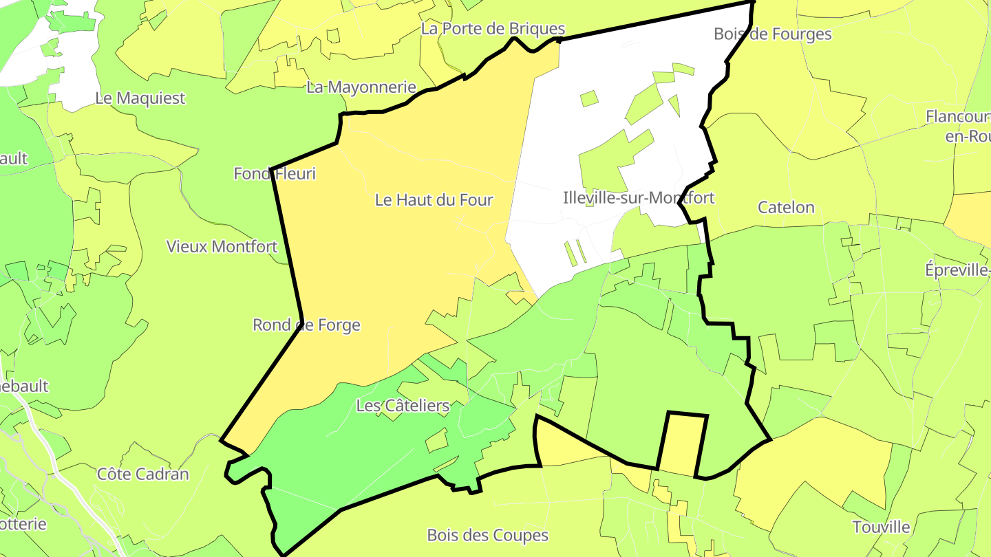 Carte des prix de l'immobilier Illeville-sur-Montfort