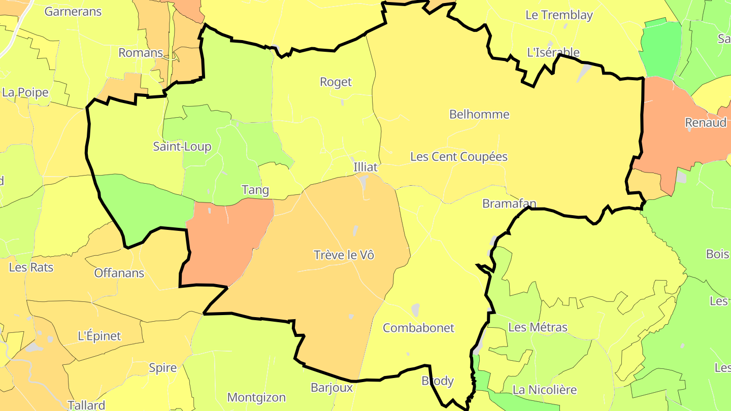 Carte des prix de l'immobilier Illiat