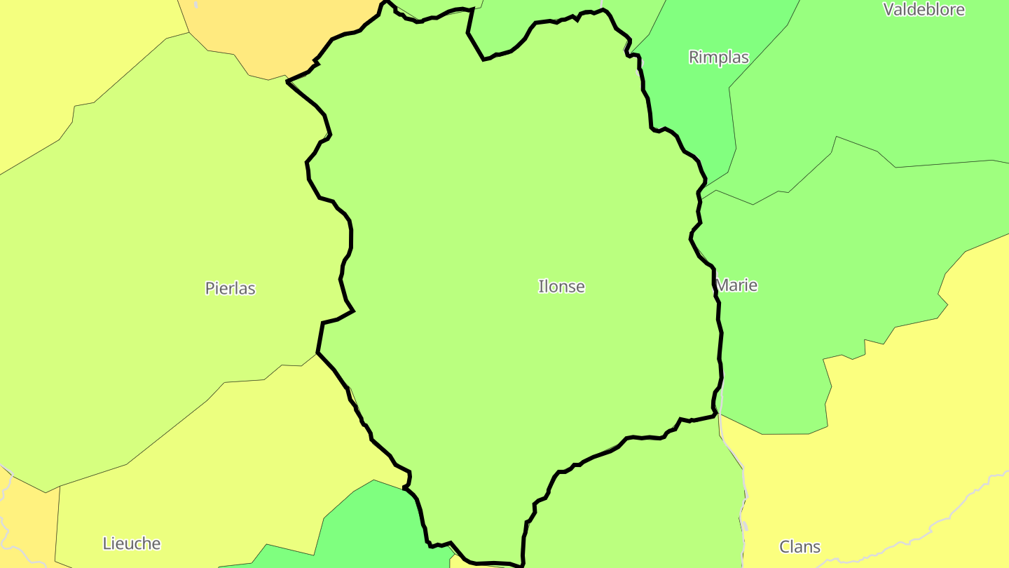 Carte des prix de l'immobilier Ilonse